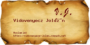 Vidovenyecz Jolán névjegykártya
