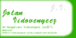 jolan vidovenyecz business card